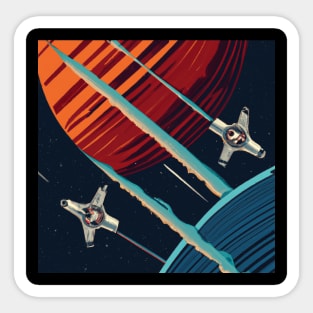 Retro futuristic spaceships Sticker